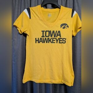 Nike Iowa Hawkeyes Women's Yellow and Black V-neck Shirt. Sz. M
